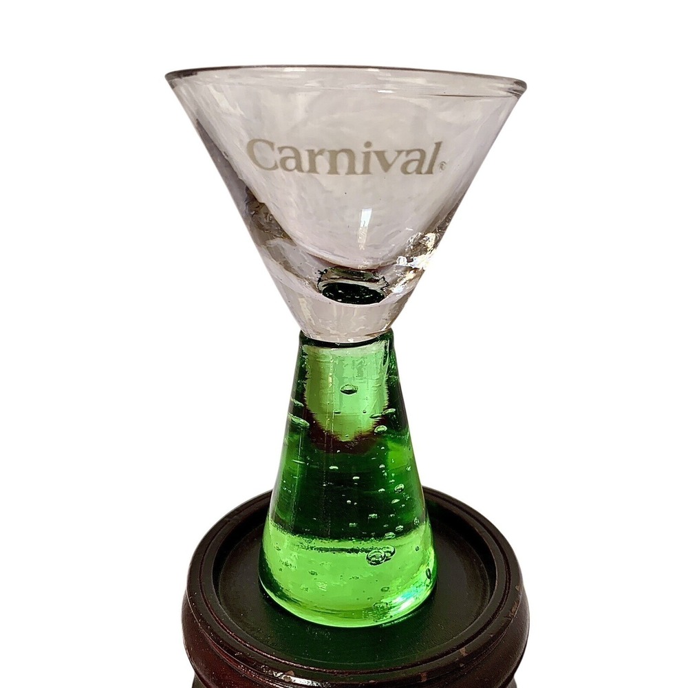 Set of 4 Carnival Cruise Line Shot Glasses Pedestal Style‎ Green Excellent